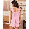 image:imageEkouaer Pajama for Women Set 2 Piece Ruffle Pjs Soft Tank Top and Shorts Sleepwear Set Bridal Pajama Set for WomenLight Pink