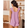 image:imageEkouaer Pajama for Women Set 2 Piece Ruffle Pjs Soft Tank Top and Shorts Sleepwear Set Bridal Pajama Set for WomenLight Purple