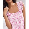 image:imageEkouaer Pajama for Women Set 2 Piece Ruffle Pjs Soft Tank Top and Shorts Sleepwear Set Bridal Pajama Set for WomenPink Stripe Bow