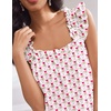 image:imageEkouaer Pajama for Women Set 2 Piece Ruffle Pjs Soft Tank Top and Shorts Sleepwear Set Bridal Pajama Set for WomenRose Red Flowers