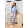 image:imageEkouaer Pajamas For Women Comfy Long Sleeve Jogger Set Lounge Pjs Set With PocketsAqua Blue Plaid