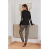 image:imageEkouaer Pajamas For Women Comfy Long Sleeve Jogger Set Lounge Pjs Set With PocketsBlack Leopard