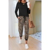 image:imageEkouaer Pajamas For Women Comfy Long Sleeve Jogger Set Lounge Pjs Set With PocketsBlack Leopard