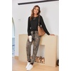 image:imageEkouaer Pajamas For Women Comfy Long Sleeve Jogger Set Lounge Pjs Set With PocketsBlack Leopard