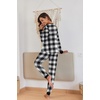 image:imageEkouaer Pajamas For Women Comfy Long Sleeve Jogger Set Lounge Pjs Set With PocketsBlack White Plaid