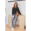 image:imageEkouaer Pajamas For Women Comfy Long Sleeve Jogger Set Lounge Pjs Set With PocketsBlack and White Plaid