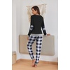 image:imageEkouaer Pajamas For Women Comfy Long Sleeve Jogger Set Lounge Pjs Set With PocketsBlack and White Plaid