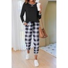 image:imageEkouaer Pajamas For Women Comfy Long Sleeve Jogger Set Lounge Pjs Set With PocketsBlack and White Plaid