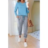 image:imageEkouaer Pajamas For Women Comfy Long Sleeve Jogger Set Lounge Pjs Set With PocketsBlue Polka Dots