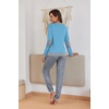 image:imageEkouaer Pajamas For Women Comfy Long Sleeve Jogger Set Lounge Pjs Set With PocketsBlue Polka Dots