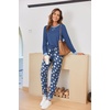 image:imageEkouaer Pajamas For Women Comfy Long Sleeve Jogger Set Lounge Pjs Set With PocketsBlue Sheep