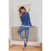 image:imageEkouaer Pajamas For Women Comfy Long Sleeve Jogger Set Lounge Pjs Set With PocketsBlue Sheep