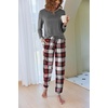 image:imageEkouaer Pajamas For Women Comfy Long Sleeve Jogger Set Lounge Pjs Set With PocketsClassic Grey Plaid