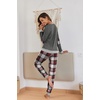 image:imageEkouaer Pajamas For Women Comfy Long Sleeve Jogger Set Lounge Pjs Set With PocketsClassic Grey Plaid