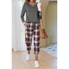 image:imageEkouaer Pajamas For Women Comfy Long Sleeve Jogger Set Lounge Pjs Set With PocketsClassic Grey Plaid