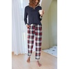 image:imageEkouaer Pajamas For Women Comfy Long Sleeve Jogger Set Lounge Pjs Set With PocketsClassic Navy Plaid
