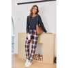 image:imageEkouaer Pajamas For Women Comfy Long Sleeve Jogger Set Lounge Pjs Set With PocketsClassic Navy Plaid