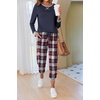 image:imageEkouaer Pajamas For Women Comfy Long Sleeve Jogger Set Lounge Pjs Set With PocketsClassic Navy Plaid