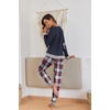 image:imageEkouaer Pajamas For Women Comfy Long Sleeve Jogger Set Lounge Pjs Set With PocketsClassic Navy Plaid