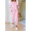 image:imageEkouaer Pajamas For Women Comfy Long Sleeve Jogger Set Lounge Pjs Set With PocketsCute Pink Polka Dots