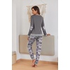 image:imageEkouaer Pajamas For Women Comfy Long Sleeve Jogger Set Lounge Pjs Set With PocketsGrey Cat