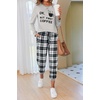 image:imageEkouaer Pajamas For Women Comfy Long Sleeve Jogger Set Lounge Pjs Set With PocketsGrey Plaid