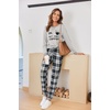 image:imageEkouaer Pajamas For Women Comfy Long Sleeve Jogger Set Lounge Pjs Set With PocketsGrey Plaid