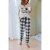 image:imageEkouaer Pajamas For Women Comfy Long Sleeve Jogger Set Lounge Pjs Set With PocketsGrey Plaid