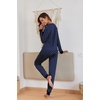 image:imageEkouaer Pajamas For Women Comfy Long Sleeve Jogger Set Lounge Pjs Set With PocketsNavy Polka Dots