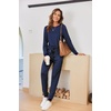 image:imageEkouaer Pajamas For Women Comfy Long Sleeve Jogger Set Lounge Pjs Set With PocketsNavy Polka Dots