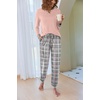 image:imageEkouaer Pajamas For Women Comfy Long Sleeve Jogger Set Lounge Pjs Set With PocketsPink Grey Plaid
