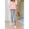 image:imageEkouaer Pajamas For Women Comfy Long Sleeve Jogger Set Lounge Pjs Set With PocketsPink Grey Plaid