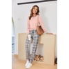 image:imageEkouaer Pajamas For Women Comfy Long Sleeve Jogger Set Lounge Pjs Set With PocketsPink Grey Plaid