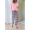 image:imageEkouaer Pajamas For Women Comfy Long Sleeve Jogger Set Lounge Pjs Set With PocketsPink Princess Plaid