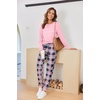 image:imageEkouaer Pajamas For Women Comfy Long Sleeve Jogger Set Lounge Pjs Set With PocketsPink Princess Plaid
