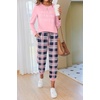 image:imageEkouaer Pajamas For Women Comfy Long Sleeve Jogger Set Lounge Pjs Set With PocketsPink Princess Plaid