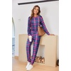 image:imageEkouaer Pajamas For Women Comfy Long Sleeve Jogger Set Lounge Pjs Set With PocketsPurple Plaid