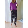 image:imageEkouaer Pajamas For Women Comfy Long Sleeve Jogger Set Lounge Pjs Set With PocketsPurple Polka Dots