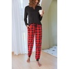 image:imageEkouaer Pajamas For Women Comfy Long Sleeve Jogger Set Lounge Pjs Set With PocketsRed Plaid