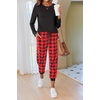 image:imageEkouaer Pajamas For Women Comfy Long Sleeve Jogger Set Lounge Pjs Set With PocketsRed Plaid