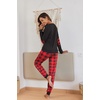 image:imageEkouaer Pajamas For Women Comfy Long Sleeve Jogger Set Lounge Pjs Set With PocketsRed Plaid