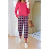 image:imageEkouaer Pajamas For Women Comfy Long Sleeve Jogger Set Lounge Pjs Set With PocketsRose Plaid