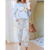 image:imageEkouaer Pajamas For Women Comfy Long Sleeve Jogger Set Lounge Pjs Set With PocketsTeddyblue