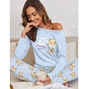 image:imageEkouaer Pajamas For Women Comfy Long Sleeve Jogger Set Lounge Pjs Set With PocketsTeddyblue