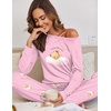 image:imageEkouaer Pajamas For Women Comfy Long Sleeve Jogger Set Lounge Pjs Set With PocketsTeddypink