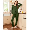 image:imageEkouaer Pajamas Set Long Sleeve Sleepwear Womens Button Down Nightwear Soft Pj Loungewear with PocketsArmy Green