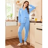 image:imageEkouaer Pajamas Set Long Sleeve Sleepwear Womens Button Down Nightwear Soft Pj Loungewear with PocketsBaby Blue
