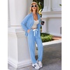 image:imageEkouaer Pajamas Set Long Sleeve Sleepwear Womens Button Down Nightwear Soft Pj Loungewear with PocketsBaby Blue