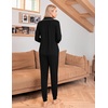 image:imageEkouaer Pajamas Set Long Sleeve Sleepwear Womens Button Down Nightwear Soft Pj Loungewear with PocketsBlack