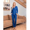 image:imageEkouaer Pajamas Set Long Sleeve Sleepwear Womens Button Down Nightwear Soft Pj Loungewear with PocketsBlue